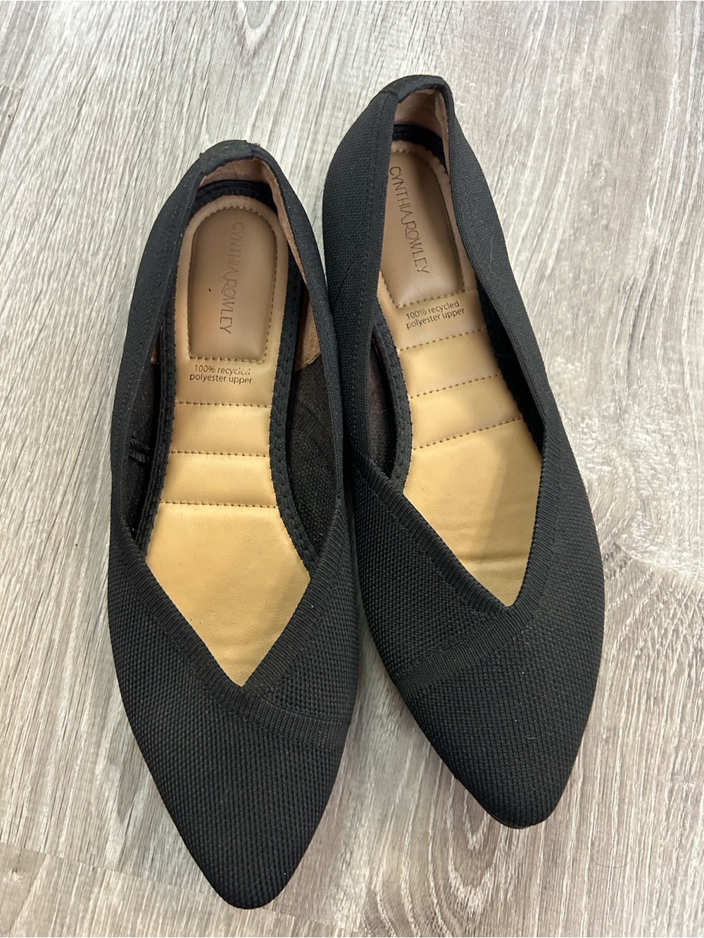 Cynthia Rowley Ballet Flats Black Knit Pointed Toe